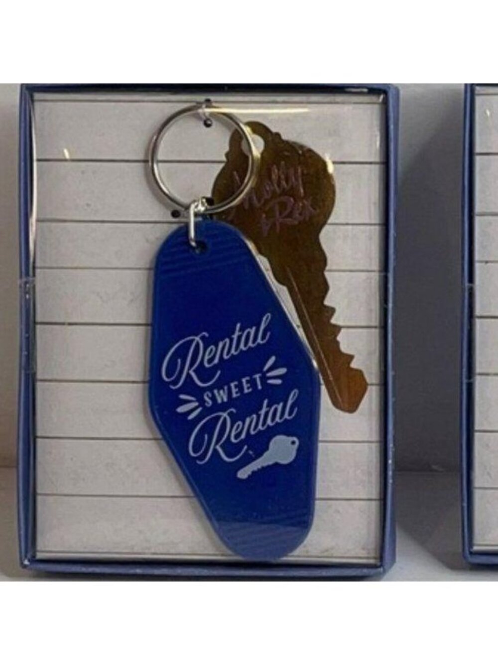 NIB Molly & Rex Rental Sweet Rental Retro Key Chain Keyring Blue